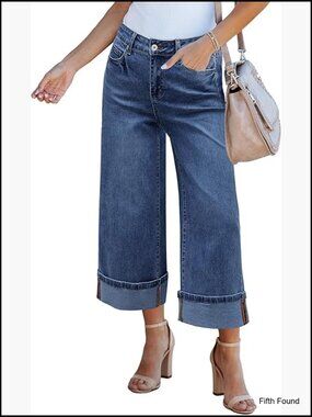 High Waisted Wide Leg Cropped Jeans